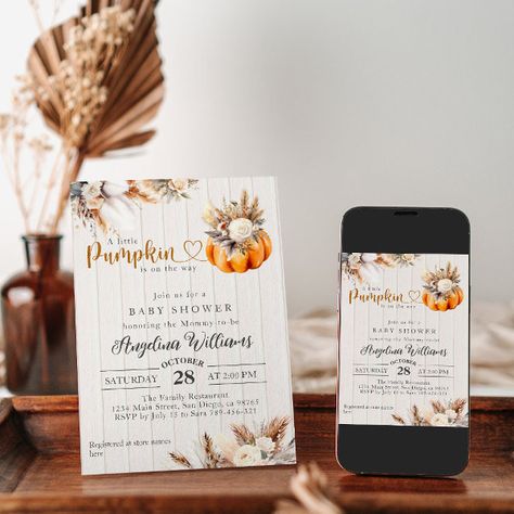 Little Pumpkin Boho Gender Neutral Baby Shower Invitation Gender Neutral Baby Shower Ideas, Neutral Baby Shower Ideas, Neutral Baby Shower Invitations, Gender Neutral Baby Shower Invitations, Boho Baby Shower Invitations, Floral Baby Shower Invitations, Baby Shower Supplies, Rustic Baby Shower, Baby Shower Pumpkin