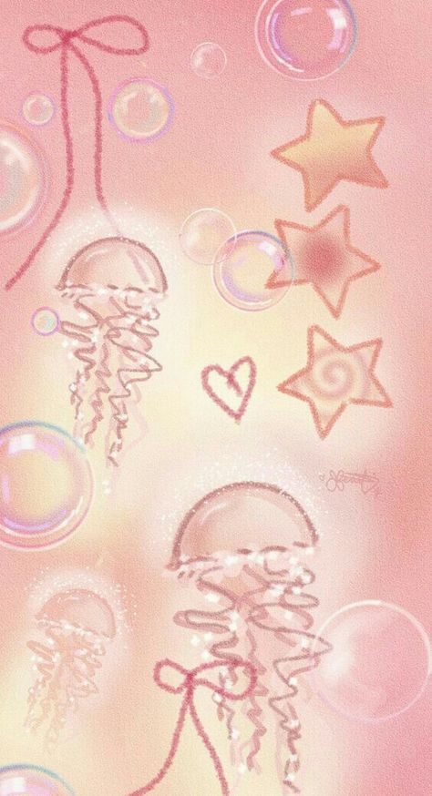 Wallpapers Ponsel,Wallpapers iPhone Pink Jellyfish Wallpaper, Pink Jellyfish, Aesthetic Wallpaper Iphone, Wallpaper Doodle, Soft Wallpaper, Iphone Wallpaper Themes, Cute Simple Wallpapers, Pink Wallpaper Iphone, Cute Patterns Wallpaper