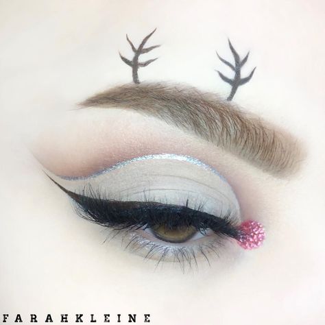 Christmas Makeup Looks Simple Brown Eyes, Cute Christmas Makeup Looks Easy, Xmas Makeup Looks Simple, Christmas Looks Makeup, Christmas Eyeliner Looks, Easy Christmas Eyeshadow Looks, Easy Christmas Makeup Ideas, Fun Christmas Makeup, Christmas Makeup Easy