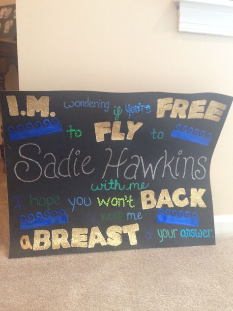 DIY Crafty- Sadie Hawkins Dance Ask Poster for Swimmer Sadie’s Poster Ideas, Proposal Poster Ideas, Sadies Proposals, Dance Asking Ideas, Dance Asking, Sadie Hawkins Dance, Swim Quotes, Prom Posters, Diy Poster