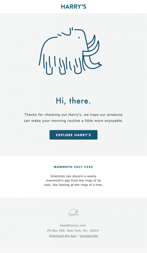 Harry's Minimalist Welcome email Email Newsletter Inspiration, Engagement Emails, Edm Design, Graphic Design Magazine, Newsletter Layout, Newsletter Inspiration, Welcome Emails, Email Marketing Inspiration, Email Marketing Design Inspiration