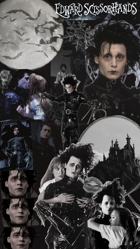 Edward scissor hands 🥀 Edward Scissorhands Nails, Edward Siccorhands, Female Edward Scissorhands, Edwards Scissorhands, Edward Scissorhands Aesthetic, Edward Scissorhands Wallpaper, Edward Scissorhands Movie, Horror Movie Scenes, Edward Scissor