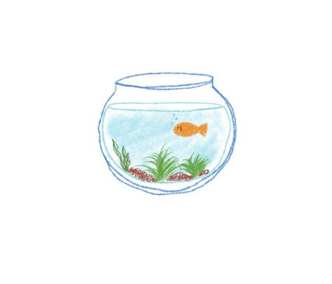 How To Draw An Aquarium, Fishbowl Sketch, Cute Music Icon, Aquatic Doodles, Fishbowl Drawing, Fish Aquarium Aesthetic, Fish Bowl Drawing, Fish Tank Drawing, Aquarium Drawing