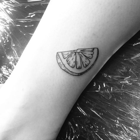 Lemon Wedge Tattoo, Lime Tattoo, Unforgettable Tattoo, Sorry Mom Tattoo, Fruit Tattoo, Food Tattoos, Mouthwatering Food, Minimal Tattoo Design, Sharpie Tattoos