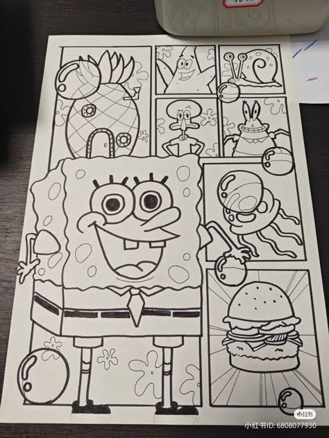 Sponge Bob Drawing Pencil, Easy Comic Drawings, Spongebob Drawings Art, Sponge Bob Drawing, Art Brainstorm, Sketchbook Ideas Inspiration, رسم كاريكاتير, Drawing 101, Spongebob Drawings