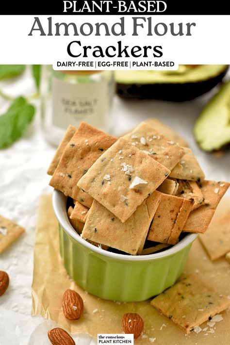 Almond Flour Crackers Easy Gluten Free Crackers, Almond Flour Crackers Keto, Alkaline Crackers, Almond Flour Savory Recipes, Almond Crackers Recipe, Almond Flour Crackers Recipe, Gf Df Snacks, Almond Crackers, Gf Crackers