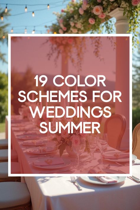 Did you know that choosing the perfect color schemes for weddings in summer can transform your big day? Dive into a world of vibrant palettes, trendy hues, and stunning themes that make your celebration unforgettable. Whether you're into pastels or bold shades, discover how to make your wedding pop with seasonal flair. Explore 19 captivating photos showcasing the latest summer wedding color trends. Get ready to be inspired! Summertime Wedding Colors, Color Schemes For Summer Wedding, Outdoor Wedding Themes Color Schemes, June 2025 Wedding Colors, Summer Wedding Inspo Colors, June Wedding Palette, Wedding Colors For June, Wedding Pallet Ideas Colour Schemes Summer, Backyard Wedding Color Scheme