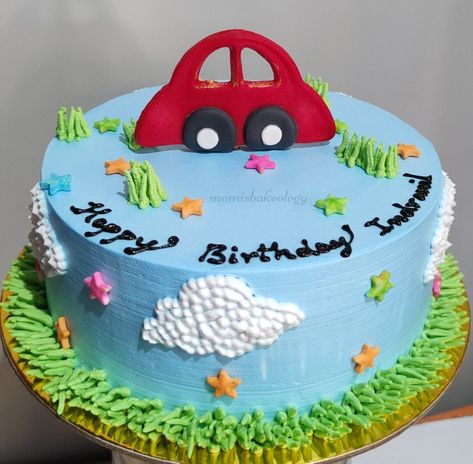 #momisbakeology Vehicle Cakes For Boys, 1st Birthday Cake Boy Simple, Simple Cake For Boys, Simple Cake Designs For Boys, Vehicle Cake, Birthday Cake Models, Car Cakes For Boys, Cars Theme Cake, Fruit Cake Design