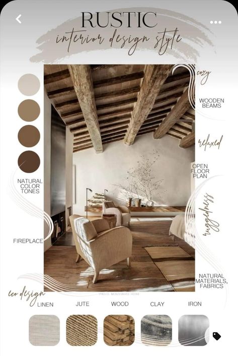 Rustic Interior Design, Natural Interior Design, Materials Board Interior Design, Different Interior Design Styles, Mood Board Interior, Interior Design Presentation, Interior Design Guide, Interior Design Rustic, Interior Design Boards