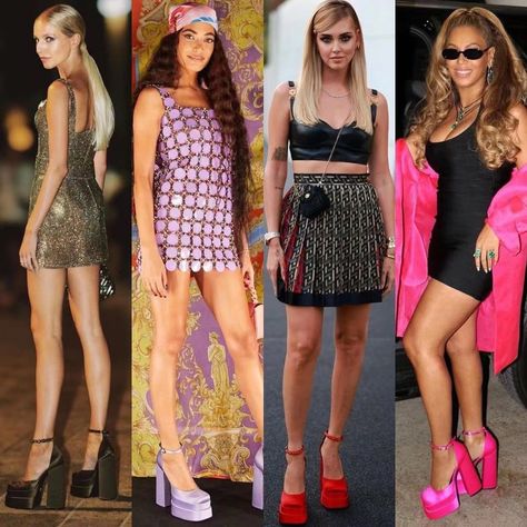 Versace woman platform sandals silk heels with ankle strap Versace Platforms Outfit, Platform Pink Heels Outfit, Dress With Platform Heels Outfit, Dress And Platform Sandals Outfit, Steve Madden Platform Heels Outfit, Versace Pumps Outfit, Platform Heels Outfit Casual, Bratz Heels Outfit, Platform Heels Outfit Aesthetic