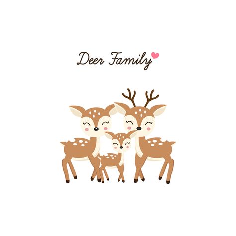 Deer Family Drawing, Mother Father And Baby, Dad Drawing, Baby Vector, Deer Vector, Cartoon Deer, Deer Cartoon, Deer Drawing, Baby Animal Drawings