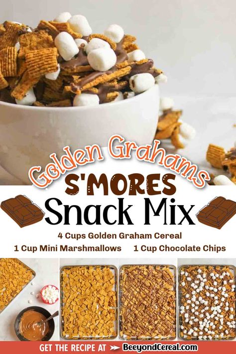 Smores Snacks, Golden Grahams, Cereal Snacks, Chex Mix Recipes, Salty Treats, Muddy Buddies, Snack Mix Recipes, Chex Mix, S'mores