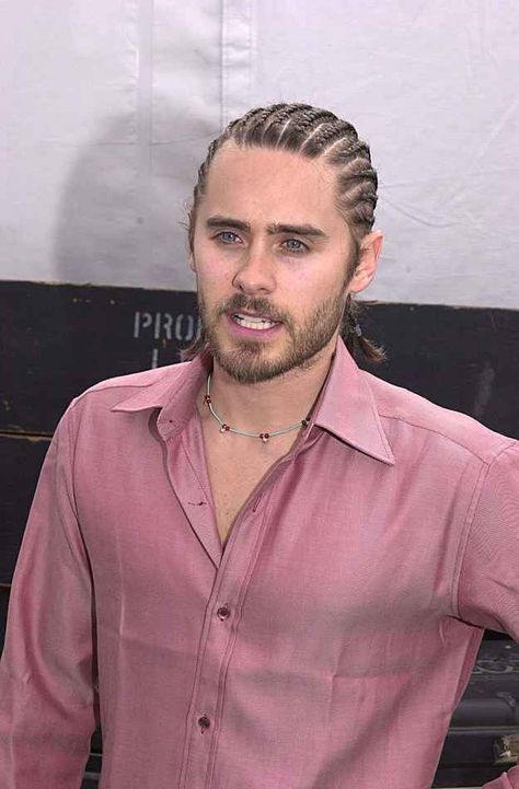 And these cornrows. White Guy With Braids, Michael Morbius, Braid Styles For Men, Men Blonde Hair, Man Bun Hairstyles, Dreadlock Hairstyles For Men, Hubba Hubba, Shannon Leto, Thirty Seconds