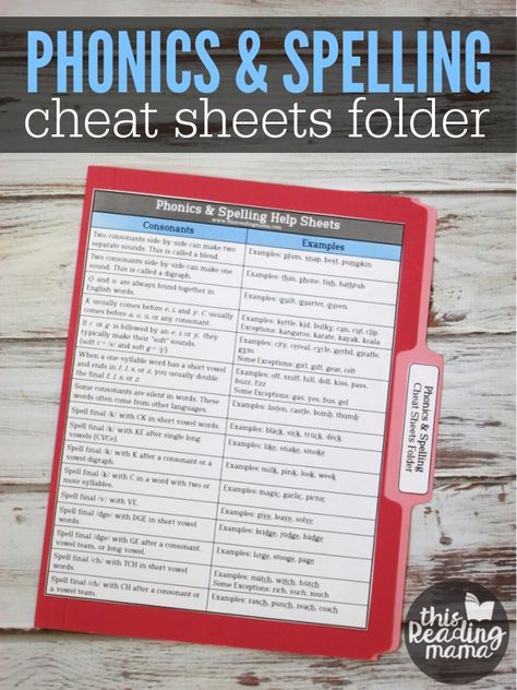 Spelling & Phonics Cheat Sheets Folder - This Reading Mama Spelling Help, Vowel Team Words, Cvcc Words, Phonics Free, Phonics Rules, Spelling Rules, Reading Specialist, Phonics Lessons, Spelling Activities