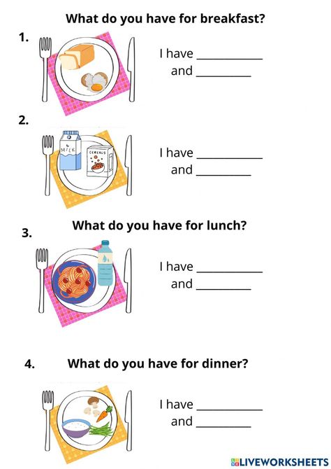 Breakfast Lunch Dinner Worksheet, Food Worksheet, English Primary School, Food Lessons, Meals Breakfast, Teach English To Kids, Esl Reading, Primary English, English Teaching Materials