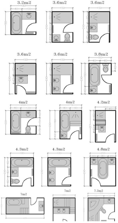 تصميم دورة مياه, Small Bathroom Floor Plans, Small Bathroom Plans, Bathroom Layout Plans, Bathroom Layout Ideas, Small Full Bathroom, Small Bathroom Layout, Bilik Air, Bathroom Dimensions