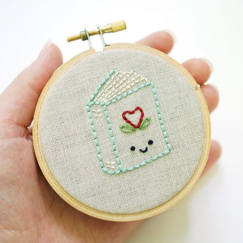 Wild Olive: Little Book Embroidery Pattern Book Embroidery Pattern, Book Embroidery, Small Embroidery, Embroidery Transfers, Embroidery Patterns Vintage, Embroidery Patterns Free, Hand Embroidery Pattern, Embroidery Hoop Art, Embroidery Craft