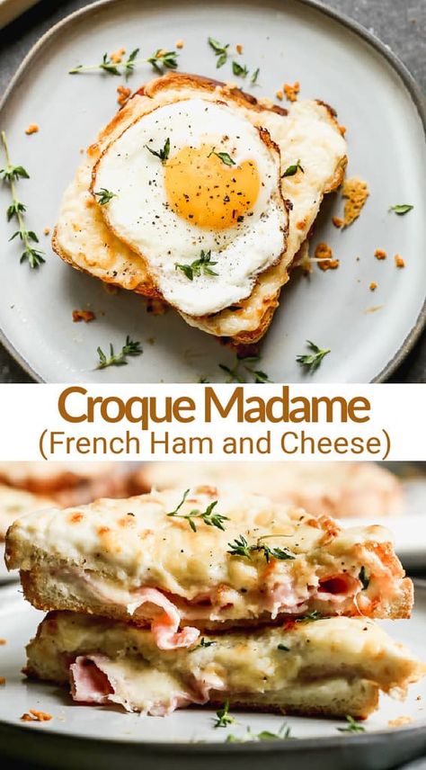 Croque Madame Recipe, Béchamel Sauce, Eggs Dinner, Tastes Better From Scratch, Croque Madame, Ham And Cheese Sandwich, French Cooking, Cheese Sandwich, Chapati