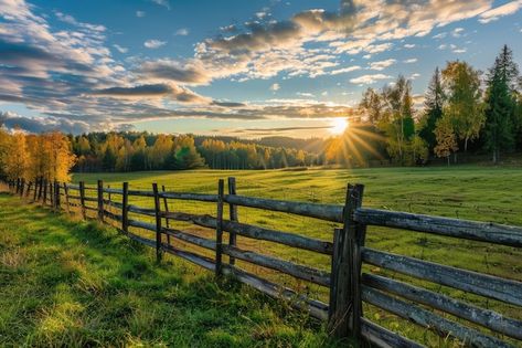 Farm Images - Free Download on Freepik Farm Images, Golden Sunset, Free Business Card Mockup, Wooden Fence, Rural Landscape, Business Card Maker, Flyer Maker, Poster Maker, Card Banner