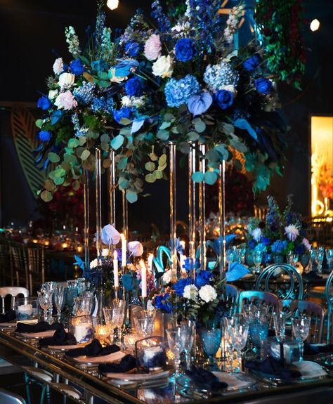 Navy Reception Decor, Royal Blue Gold And White Wedding, Navy Wedding Theme, Sapphire Blue Weddings, Gold Reception, Dark Blue Wedding, Blue Gold Wedding, Wedding Sign Decor, 75th Birthday Parties