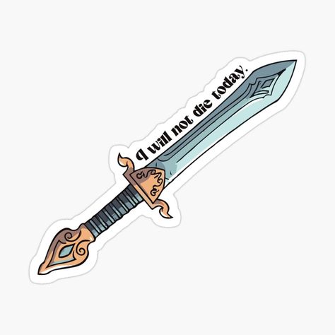 Get my art printed on awesome products. Support me at Redbubble #RBandME: https://www.redbubble.com/i/sticker/Violet-s-Dagger-I-Will-Not-Die-Today-Fourth-Wing-by-theglowlystudio/153696976.EJUG5?asc=u I Will Not Die Today Fourth Wing, Powerless Stickers, Fourth Wing Tattoo Ideas, Fourth Wing Stickers, Fourth Wing Tattoo, Wing Sticker, Wings Quotes, Fantasy Dagger, Bookish Tattoos