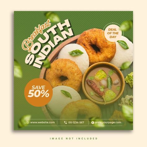 PSD special south indian delicious food ... | Premium Psd #Freepik #psd Meal Breakfast, Social Media Poster, South Indian Food, Sushi Bar, Graphic Design Lessons, Restaurant Food, Social Media Banner, Food Poster, Biryani