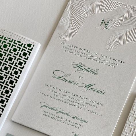 Wedding Invites Destination, Cabo Wedding Invitations, Palm Tree Invitation, Palm Tree Wedding Invitations, Embossed Invitations, Blind Emboss, Embossed Wedding Invitations, Tropical Invitations, Palm Wedding