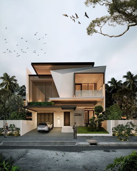 Bungalow Facade Design, Japandi House Exterior, Minimal Elevation, Residence Exterior, Building Elevations, Elevation House, Residence Elevation, House Elevations, Building Front Designs