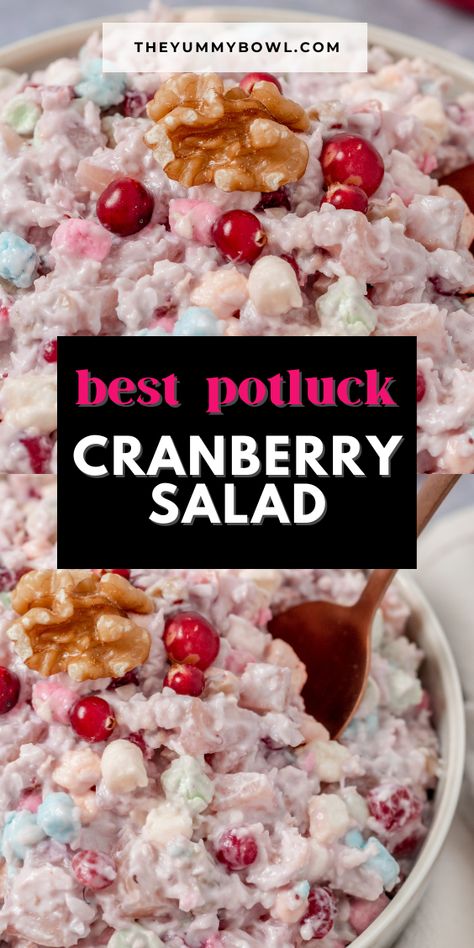 Best Potluck Creamy Cranberry Salad Xmas Salads Recipes, Cranberry Salad Recipes Thanksgiving, Best Cranberry Salad, Jello Cranberry Salad Thanksgiving, Cranberry Recipes Dessert Jello Salads, Cranberry Fluff Salad Southern Living, Molded Cranberry Salad, Salad For Thanksgiving, Grandma’s Cranberry Salad