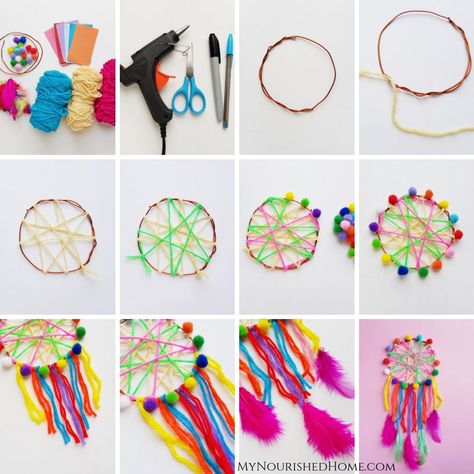 Dream Catcher Kids Craft, Dreamcatcher Craft For Kids, Easy Diy Dream Catcher, Dream Catchers For Kids, Dream Catcher Craft For Kids, Dreamcatchers For Kids, Kids Dream Catcher, Easy Dream Catcher, Diy Dream Catcher For Kids