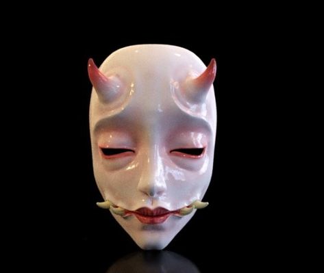 Mascara Oni, 3d Printing Files, Mask Inspiration, Mask Project, Creepy Masks, Brown Hairstyles, Noh Mask, Hair Color Brown, Japanese Mask