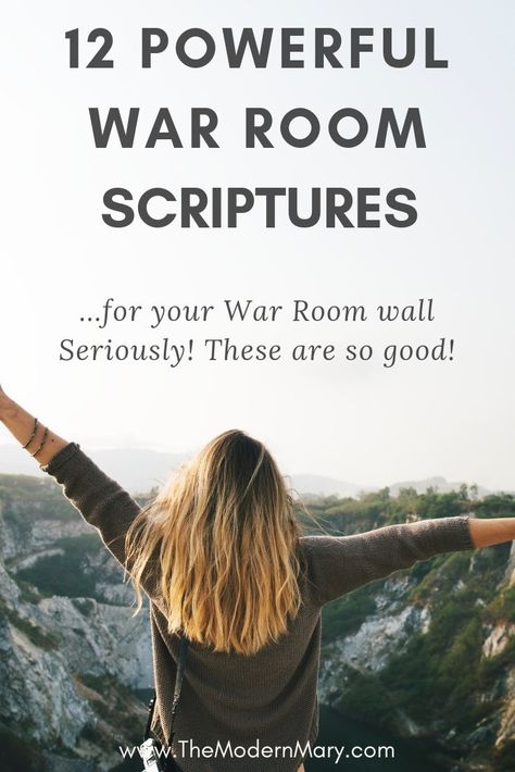 12 Powerful Scriptures for your War Room Wall - The Modern Mary Christian Woman Encouragement, Prayer Room Ideas, Uplifting Scripture, Prayer Closet, Spiritual Warfare Prayers, Scripture Writing, Improve Your Relationship, Study Notebook, Powerful Scriptures