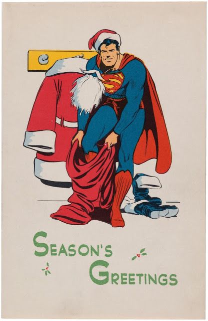 Vintage Superman Christmas card illustration Original Superman, Superhero Christmas, Superman Comic Books, Action Comics 1, Christmas Card Illustration, Christmas Comics, Wheel Of Time, Legion Of Superheroes, Superman Family