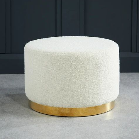 Teddy Boucle Footstool SO'HOME - Sofas Ted White, White Dressing Tables, Pouffe Ottoman, Round Footstool, Circular Frame, Gold Effect, Ottoman Footstool, How To Clean Metal, Table Stool