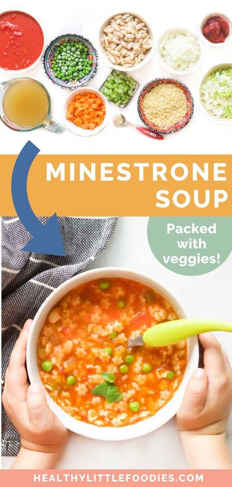 Yummy Healthy Recipes Dinner, Yummy Healthy Recipes, Soup For Babies, Healthy Recipes Dinner, Soups For Kids, Weaning Foods, Minestrone Soup Recipe, Healthy Baby Food, Baby Led Weaning Recipes