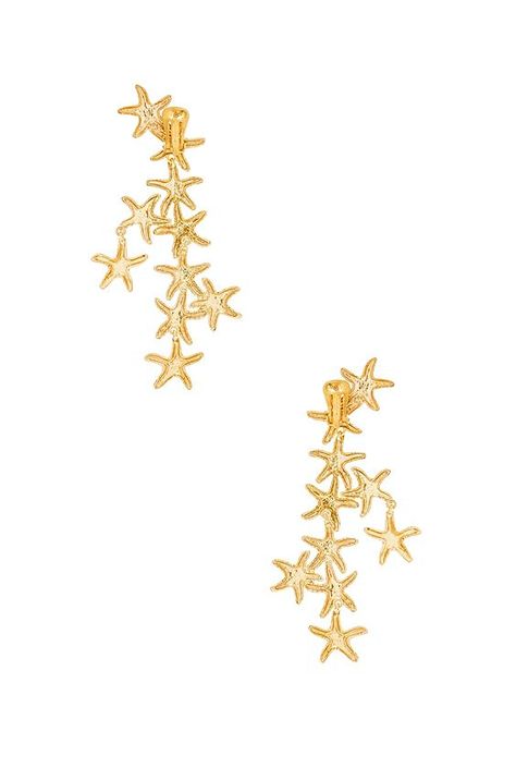 Christie Nicolaides Salacia Earrings in Gold | star shape jewelry, star earrings, sea star jewelry, summer jewelry, summer accessories, jewelry inspiration, beautiful jewelry, jewelry accessories, nakit Summer Accessories Jewelry, Christie Nicolaides, Pig Jewelry, Jewelry Star, Jewelry Summer, Gold Aesthetic, Sea Star, Jewelry Lookbook, Colorful Jewelry