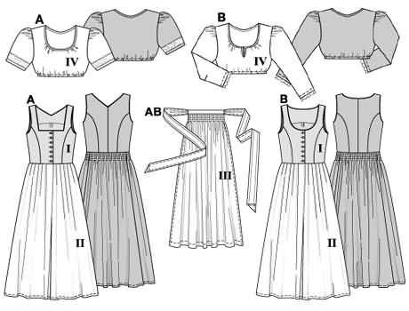 Burda 8448 Discontinued Drindl Dress Pattern, Dirndl Dress Pattern, Dirndl Pattern, Drindl Dress, German Dress Dirndl, Burda Sewing Patterns, German Dress, Dirndl Blouse, Burda Patterns