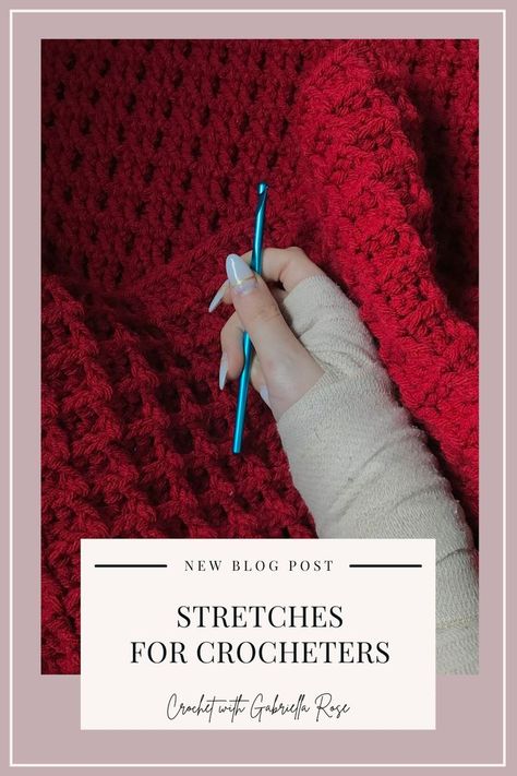 If you like to crochet for hours on end, check out these essential stretches for crocheters that will keep you happy and healthy! #crochet #crochetselfcare #healthycrochet #crochetstretches #stretchesforcrocheters #exercisesforcrocheters #crochetexercises #carpeltunnel #crochetcarpeltunnel #crochetpain #crochetstretching Stretching Video, Full Body Stretch, Crochet Hack, Trigger Finger, Hand Exercises, Body Stretches, Tennis Elbow, Bad Posture, Tight Hips