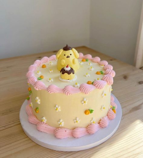 Pom Pom Purin Birthday Cake, Pompompurin Cake Design, Pompompurin Cake Birthday, Pom Pom Purin Cake, Pompompurin Birthday Cake, Pompompurin Birthday Party, Gudetama Cake, Pompompurin Birthday, Pompompurin Cake