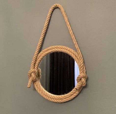 Mirror decor ideas Jute Rope Mirror, Wall Mount Mirror, Mirror Decor Ideas, Rope Mirror, Boho Crafts Diy, Seaside Decor, Diy Mirror, Round Wall Mirror, Diy Crafts For Home Decor