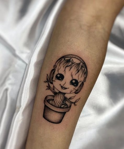 Baby Groot Tattoo, Groot Tattoo, Rocket Tattoo, Blue Rose Tattoos, Groot Marvel, Planet Tattoos, Epic Tattoo, Galaxy Tattoo, Marvel Tattoos