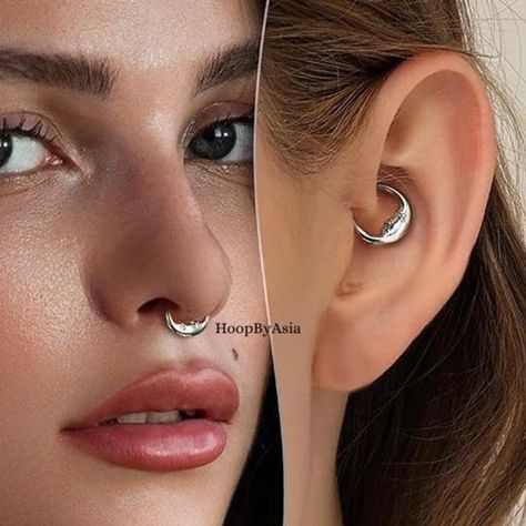 Daith Clicker, Septum Earrings, Daith Hoop, Daith Earring, Daith Jewelry, Daith Piercing Jewelry, Earring Hoop, Daith Earrings, Moon Face