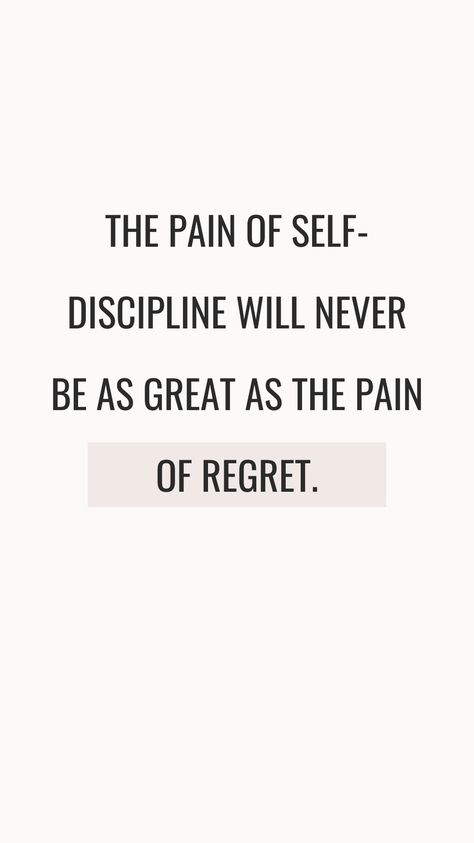 Embrace the discomfort of self-discipline as a pathway to growth and fulfillment. While it may be challenging to stay committed to your goals, the temporary discomfort pales in comparison to the lasting anguish of regret. By exercising discipline and perseverance, you pave the way for a future free from the burden of unfulfilled dreams and missed opportunities.#SelfDiscipline #PersonalGrowth #NoRegrets #Motivation #OvercomingChallenges #SuccessMindset #EmbraceDiscomfort #Achievement Unfulfilled Dreams, Embrace Discomfort, Missed Opportunities, Board Wallpaper, Vision Board Wallpaper, Hard Work Quotes, Self Discipline, Work Quotes, Success Mindset