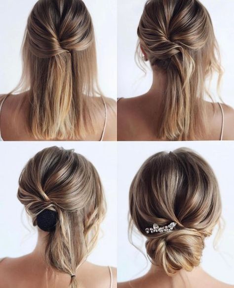 Fancy DIY Chignon for Medium Hair Diy Hair Accessories For Women, Easy Homecoming Hairstyles, Hair Accessories Diy, Wedding Hairstyles Tutorial, Easy Updo Hairstyles, Simple Wedding Hairstyles, Homecoming Hairstyles Updos, Up Dos For Medium Hair, Best Wedding Hairstyles