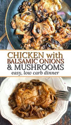 Mushrooms Sauteed, Low Carb Dinner Easy, Low Carb Dinner Chicken, Balsamic Onions, Sommer Mad, Sweet Onions, Low Carb Meal, Healthy Chicken Dinner, Balsamic Chicken