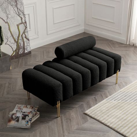 Product Size: Overall Size: 24.4"W*53.2"L*17.7"H Descriptions: Versatility meets comfort with this chic bench. It's the perfect addition to your bedroom, entryway, window nook, hallway, foyer, or as an extra seat in your living room. Bedroom Benches Master, Ottoman With Backrest, Pillow Backrest, End Of Bed Ottoman, Bench End Of Bed, Tufted Bedroom, Upholstered Entryway Bench, Chicago Living, Rectangular Ottoman