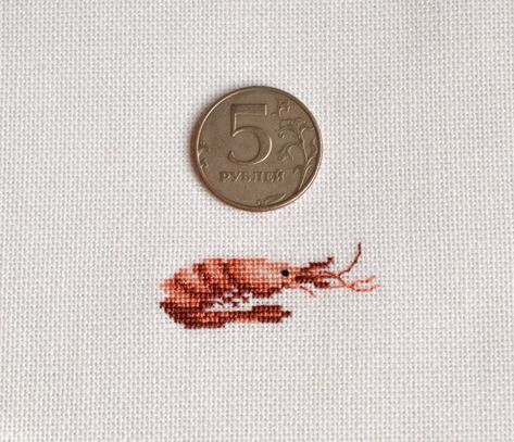 Tiny Shrimp – Delight everything Shrimp Cross Stitch Pattern, Shrimp Cross Stitch, Cross Stitch Patches, Ocean Cross Stitch, Small Shrimp, Cross Stitch Sea, Snitches Get Stitches, Animals Embroidery, Stitch Patch