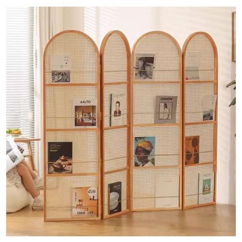 PRICES MAY VARY. -The size of our room divider is designed according to the height of most people. It can meet the needs of most people in the process of using the wood screen. -It is also lightweight, you can move it according you want, and change scenarios anytime, anywhere to use. -The main part of the folding privacy screen is made by professional Handmade artisans. Make sure every detail of the product is perfect. -It's also totally suitable to use this room divider as a background wall to Changing Divider Folding Screens, Bedroom With Room Divider, Clever Room Divider Ideas, Cute Room Dividers, Japanese Store Interior, Office Room Divider Ideas, Wood Divider Wall Interior Design, Room Divider Aesthetic, Studio Bedroom Divider