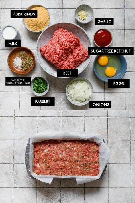 This keto meatloaf is moist, extra juicy, and topped with a sweet and tangy glaze! Made with simple ingredients, it's a low carb dinner recipe you'll make over and over again! 3 grams net carbs per serving. Keto Meatloaf, Low Carb Meatloaf, Low Sugar Diet Recipes, Desayuno Keto, Carb Dinner, Recetas Keto, Low Sugar Recipes, Low Carb Diet Recipes, Keto Recipes Dinner