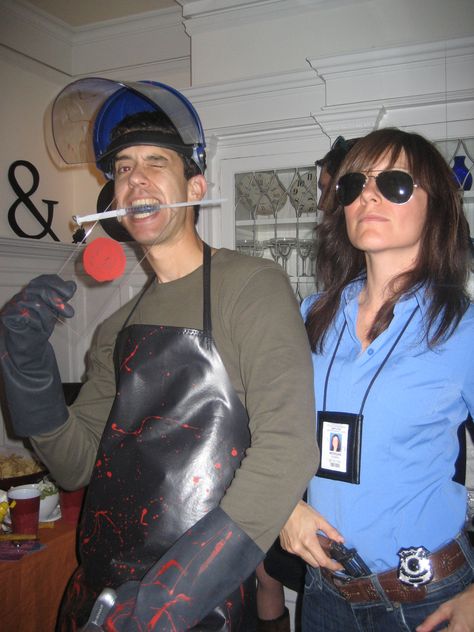 Dexter and Deb Dexter Morgan Halloween Costume, Dexter Outfit Halloween, Dexters Lab Costume Women, Dexter And Rita Halloween Costume, Dexter Morgan Costume, Dexter Costume Couple, Dexter Halloween Costume, Dexter Outfit, Dexter Costume